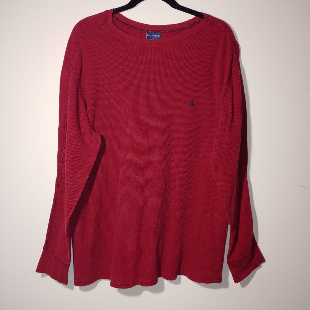 Polo Ralph Lauren Crew Neck Long-Sleeve Waffle-Knit Tee Size XL Red